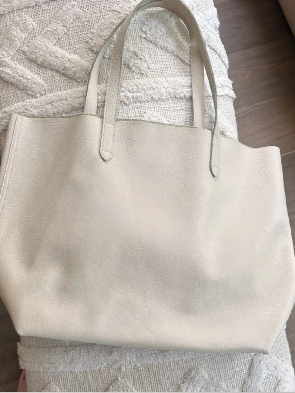 Cuyana Classic Leather Tote Ivory Pebbled Leather Large